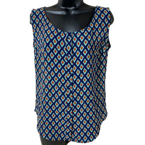 Rock 47 Womens Tank Top Size Small Sleeveless Navy Blue Sheer Casual Shirt